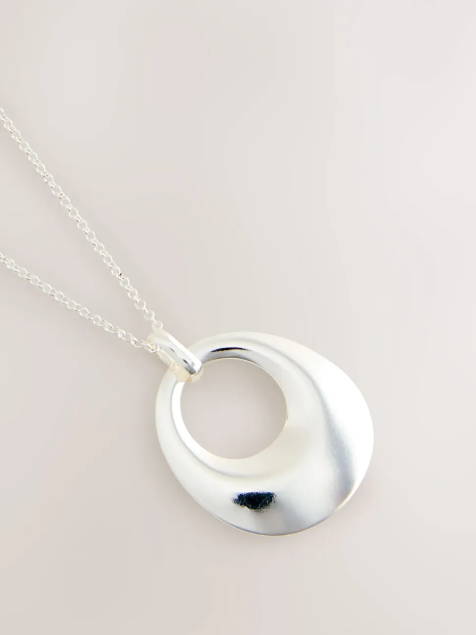 Zilverkleurig - Open Circle Drop Long Necklace