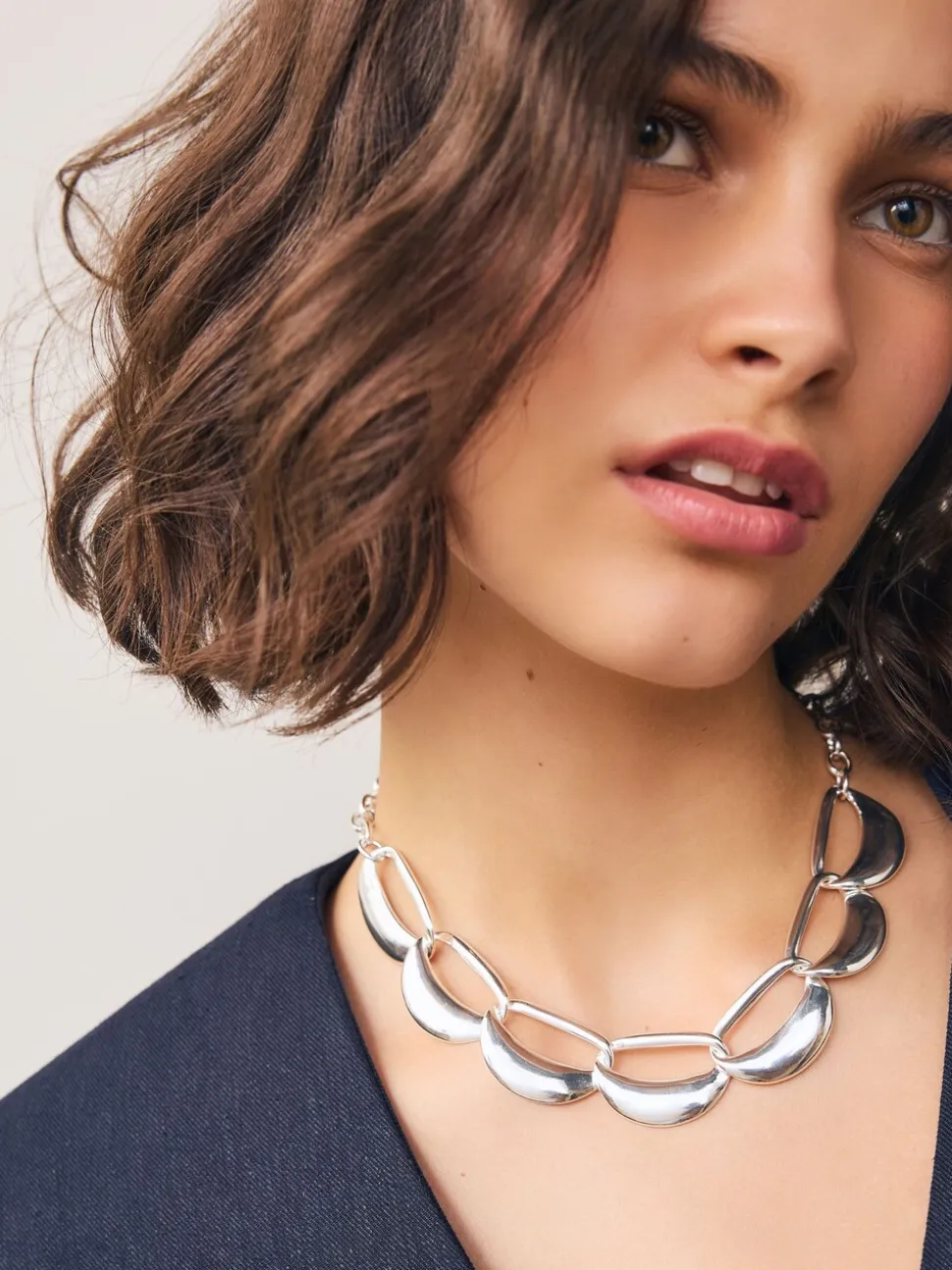 Zilverkleurig - Open Link Collar Necklace