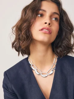 Zilverkleurig - Open Link Collar Necklace