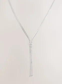 Zilverkleurig - Slinky Chain Y Profile Necklace