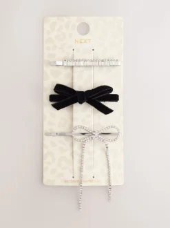 Zilverkleurig - Sparkle Bow Hair Slides 3 Pack