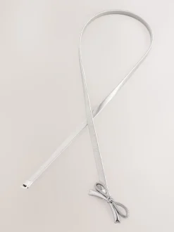 Zilverkleurige Strik - Smalle stretchriem
