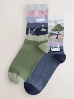 Zwanenscène - Warm Handle Cotton Ankle Socks 2 Pack