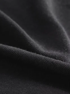 Zwart - 100% katoenen mini-jurk met V-hals en kapmouwtjes