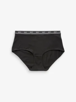 Zwart - 4 Katoenen slipjes met logotailleband