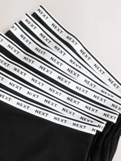 Zwart - 7 Katoenen slipjes met logotailleband