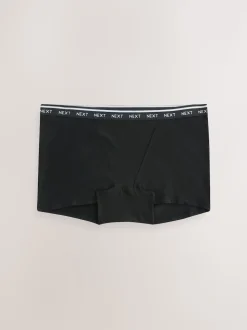 Zwart - 4 Katoenen slipjes met logotailleband