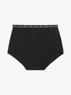 Zwart - 4 Katoenen slipjes met logotailleband