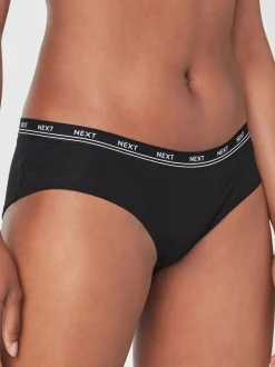 Zwart - 4 Katoenen slipjes met logotailleband