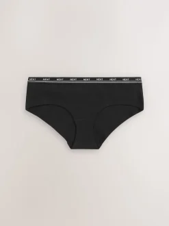 Zwart - 4 Katoenen slipjes met logotailleband