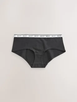 Zwart - 7 Katoenen slipjes met logotailleband