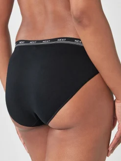 Zwart - 4 Katoenen slipjes met logotailleband