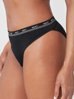 Zwart - 4 Katoenen slipjes met logotailleband