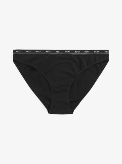 Zwart - 4 Katoenen slipjes met logotailleband