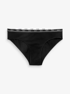 Zwart - 4 Katoenen slipjes met logotailleband