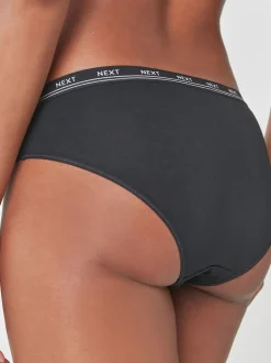 Zwart - 4 Katoenen slipjes met logotailleband