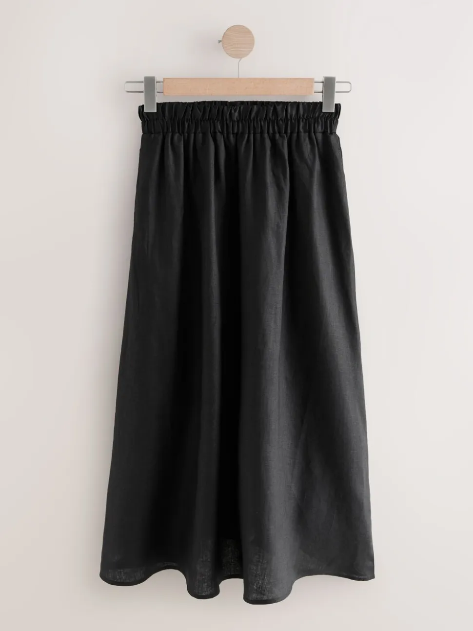 Zwart - 100% linnen midirok