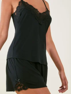 Zwart - Accessorize - Korte pyjama met kanten randje
