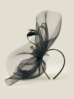 Zwart - Accessorize Large Rhea Crin Fascinator