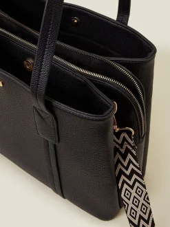 Zwart - Accessorize Webbing Strap Tote Bag