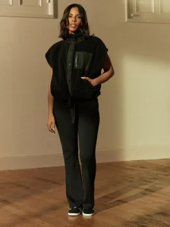 Zwart - Actieve flared legging met tailleoverslag
