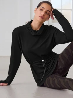 Zwart - Active Cowl Neck Sweat Top