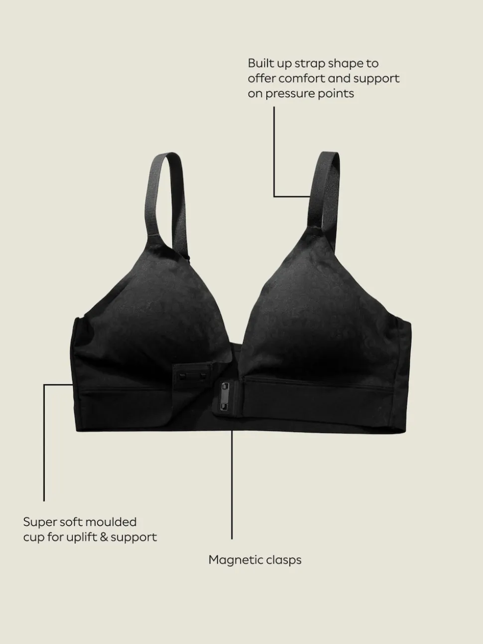 Zwart - Adaptive Animal Jaquard Bralette