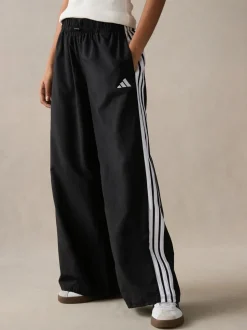 Zwart - adidas Essentials 3-Stripes Woven Wide Leg Trousers