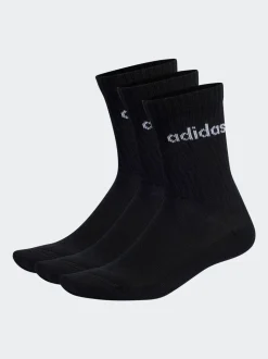 Zwart - adidas Linear verpakking van 3 paar dikke sokken met ronde hals