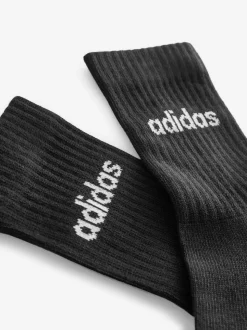 Zwart - adidas Linear verpakking van 3 paar dikke sokken met ronde hals