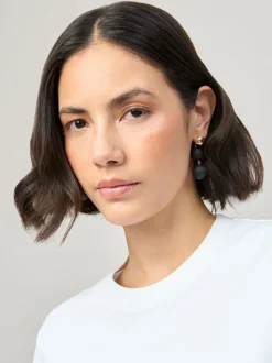 Zwart - Aela Matte Sphere Drop Black Earrings