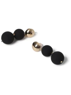 Zwart - Aela Matte Sphere Drop Black Earrings