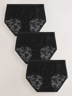 Zwart - All-Over Lace No VPL Knickers 3 Pack