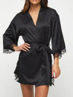 Zwart - Ann Summers Cherryann satijnen kimono