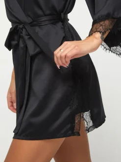 Zwart - Ann Summers Cherryann satijnen kimono