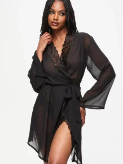 Zwart - Ann Summers The Promising Chiffon Robe