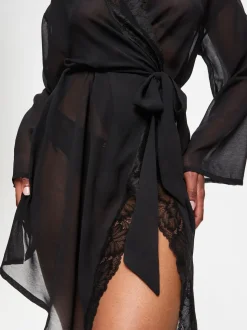 Zwart - Ann Summers The Promising Chiffon Robe