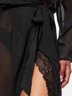 Zwart - Ann Summers The Promising Chiffon Robe