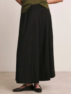 Zwart - Anthology By JD Williams Premium Linen Mix Seam Detail Skirt
