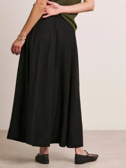 Zwart - Anthology By JD Williams Premium Linen Mix Seam Detail Skirt