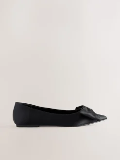 Zwart - Ballerina's met spitse neus en strik