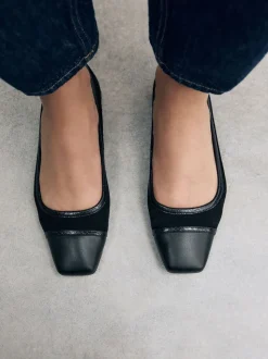 Zwart - Ballerina's met vierkante neus