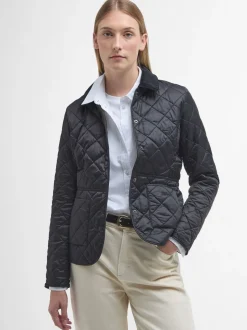 Zwart - Barbour® - Deveron in schuine ruit doorgestikt lichtgewicht jack