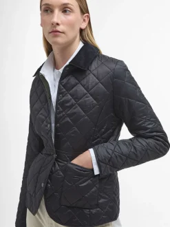 Zwart - Barbour® - Deveron in schuine ruit doorgestikt lichtgewicht jack