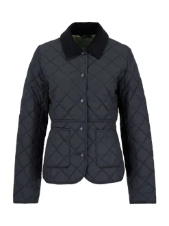 Zwart - Barbour® - Deveron in schuine ruit doorgestikt lichtgewicht jack