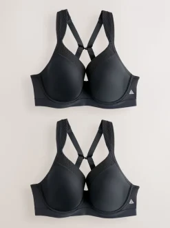 Zwart - B-G High Impact Dry Tech Full Cup Wired Sports Bras 2 Pack
