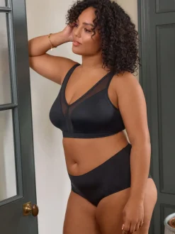 Zwart - B-H beha met totale ondersteuning zonder beugel en ultiem comfort