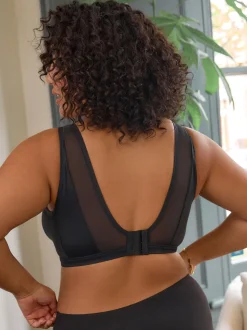 Zwart - B-H beha met totale ondersteuning zonder beugel en ultiem comfort
