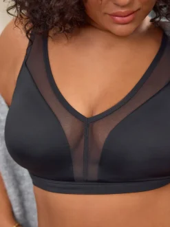 Zwart - B-H beha met totale ondersteuning zonder beugel en ultiem comfort