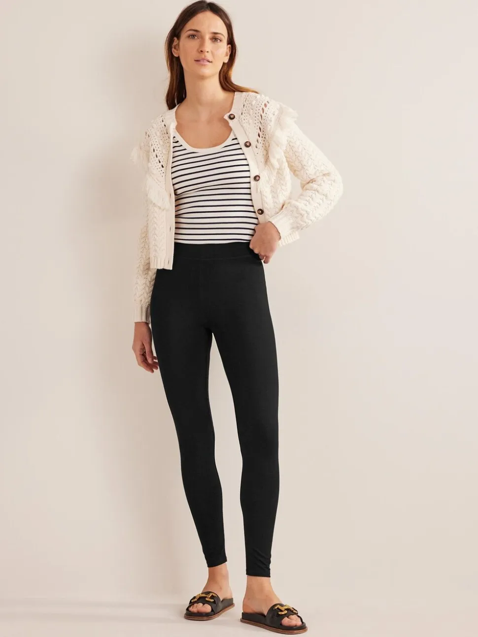 Zwart - Boden legging van jersey met hoge taille